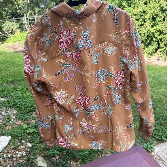 Evan-Picone 100% Silk Floral Blouse - Women's Size 8 - Multicolor Western Chic - Picture 3 of 6